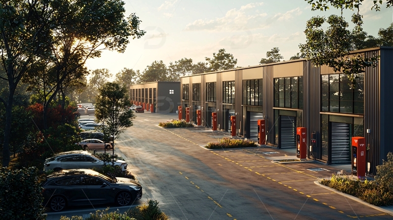 高清大图下载【趣麦麦图】排成一排的现代商店建筑