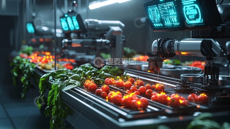 高清大图下载【趣麦麦图】未来科技感蔬菜分拣