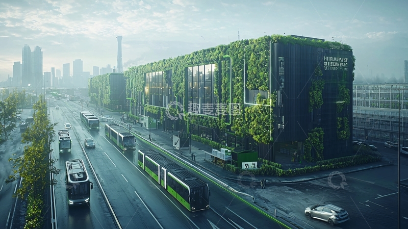 高清大图下载【趣麦麦图】绿色植被覆盖的现代建筑