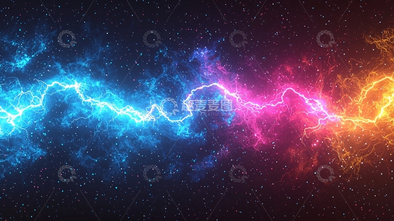 高清大图下载【趣麦麦图】蓝橙能量碰撞