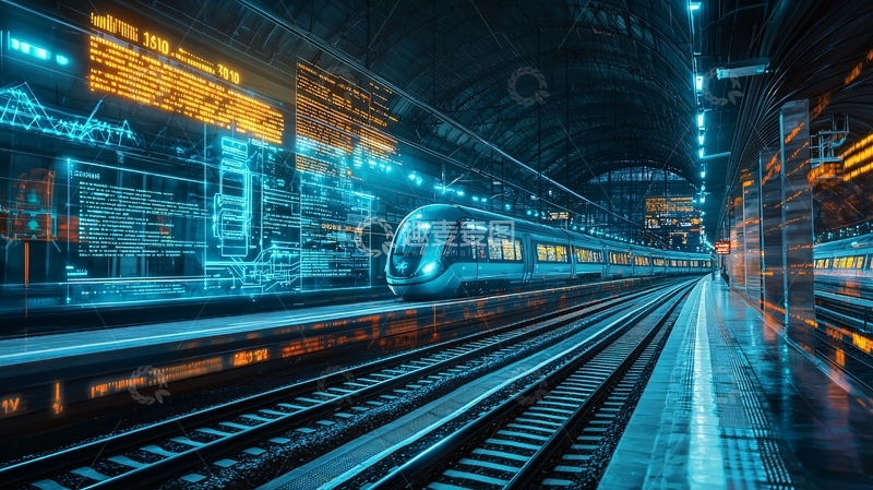 高清大图下载【趣麦麦图】未来科技感地铁列车