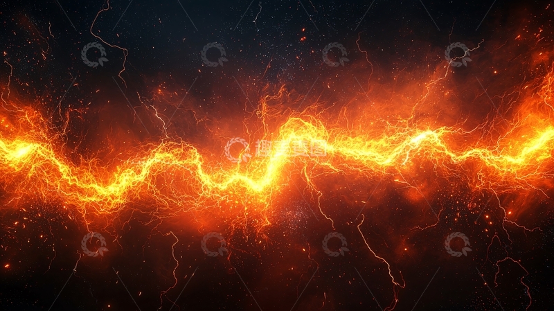 高清大图下载【趣麦麦图】橙色闪电穿透黑暗