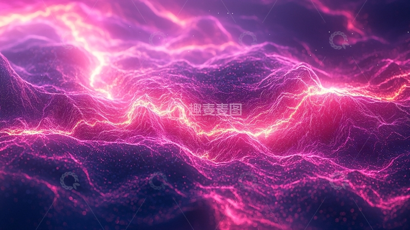 高清大图下载【趣麦麦图】粉紫色闪电状能量流动