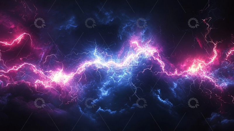 高清大图下载【趣麦麦图】粉色蓝色闪电交织