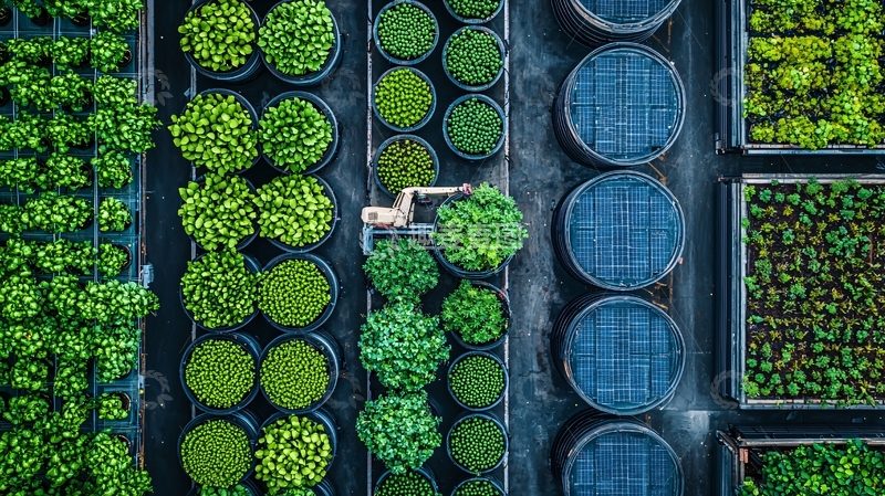 高清大图下载【趣麦麦图】屋顶花园的植物盆栽