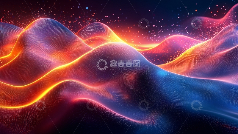 高清大图下载【趣麦麦图】霓虹光波流动抽象背景