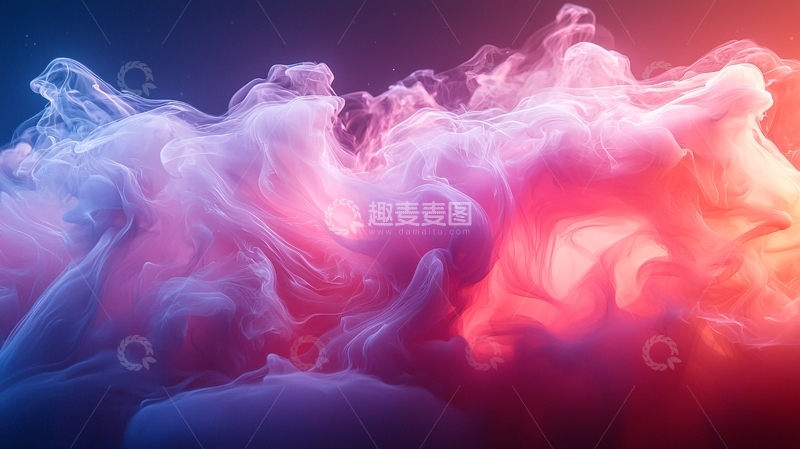 高清大图下载【趣麦麦图】红蓝渐变梦幻烟雾