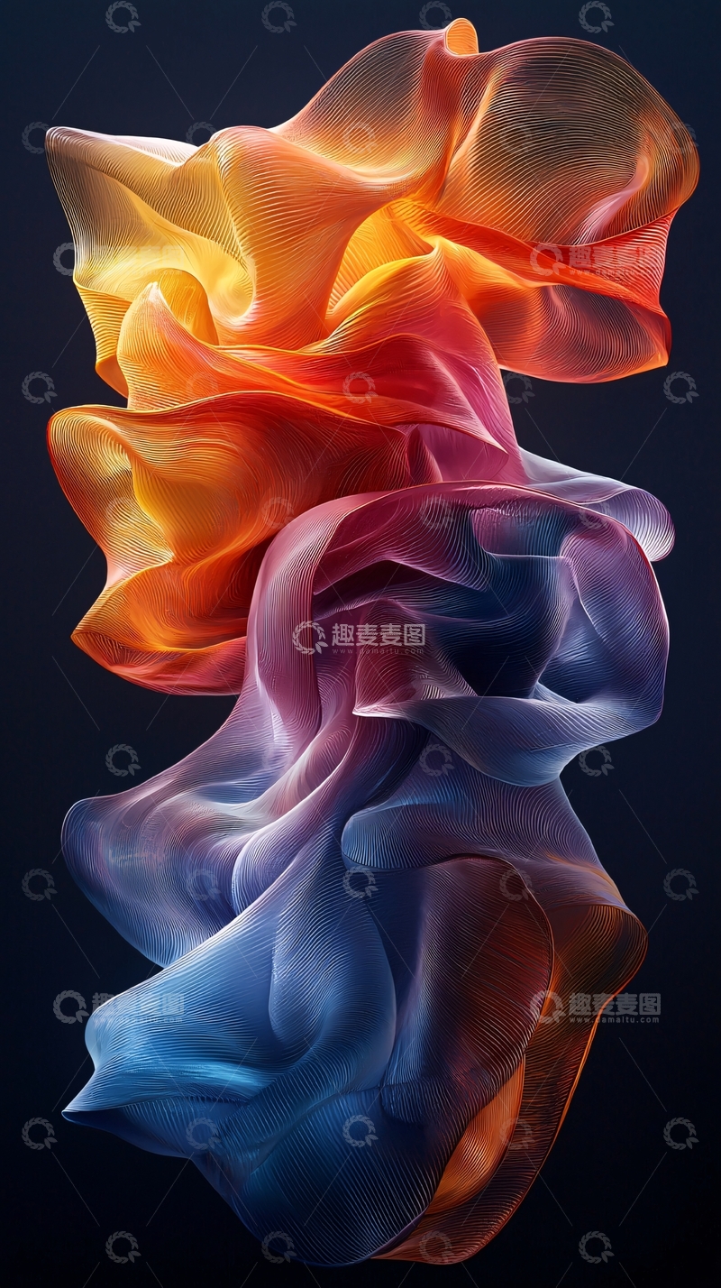 高清大图下载【趣麦麦图】渐变色丝绸飘逸流动