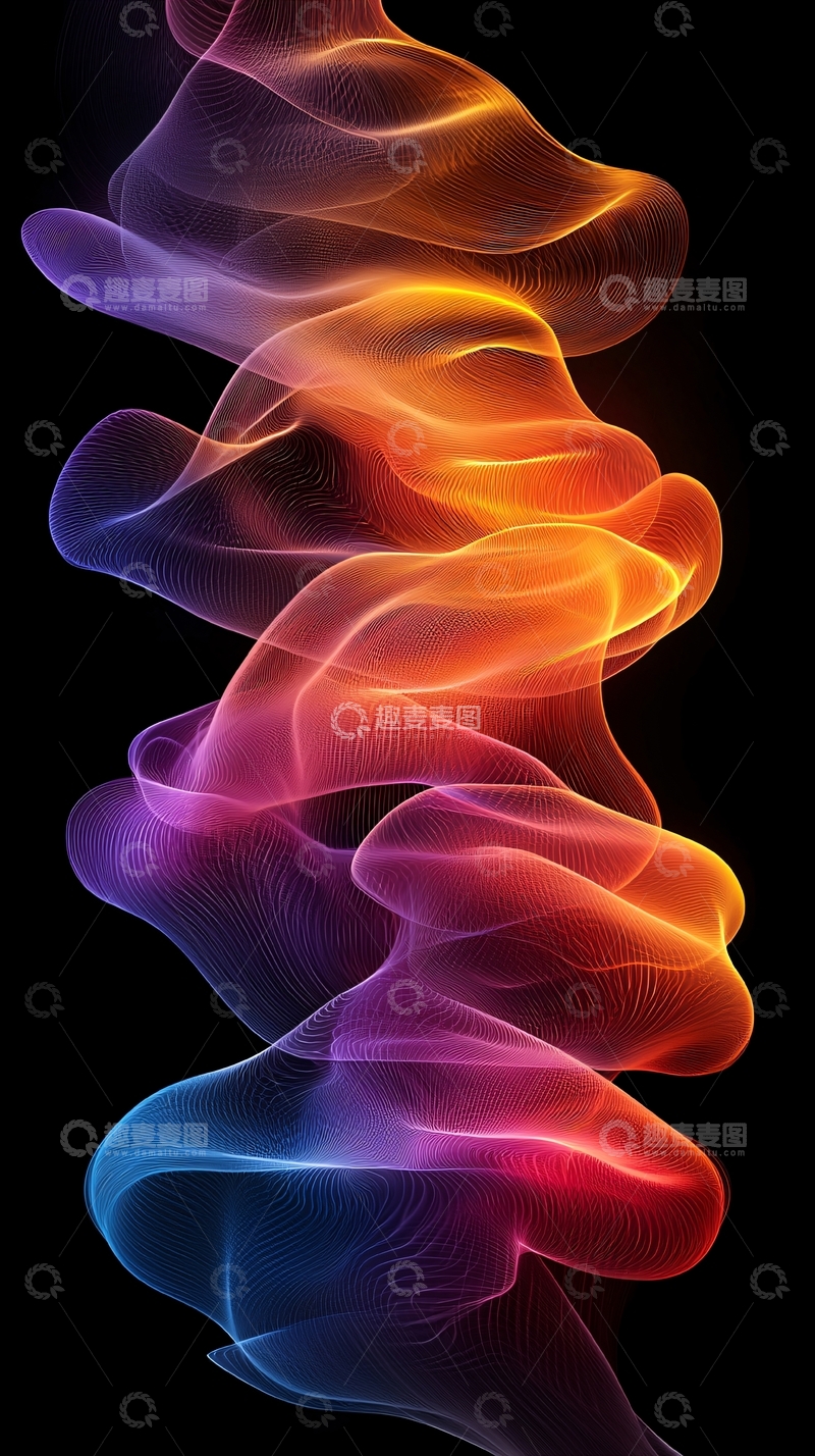 高清大图下载【趣麦麦图】彩色烟雾在黑色背景上