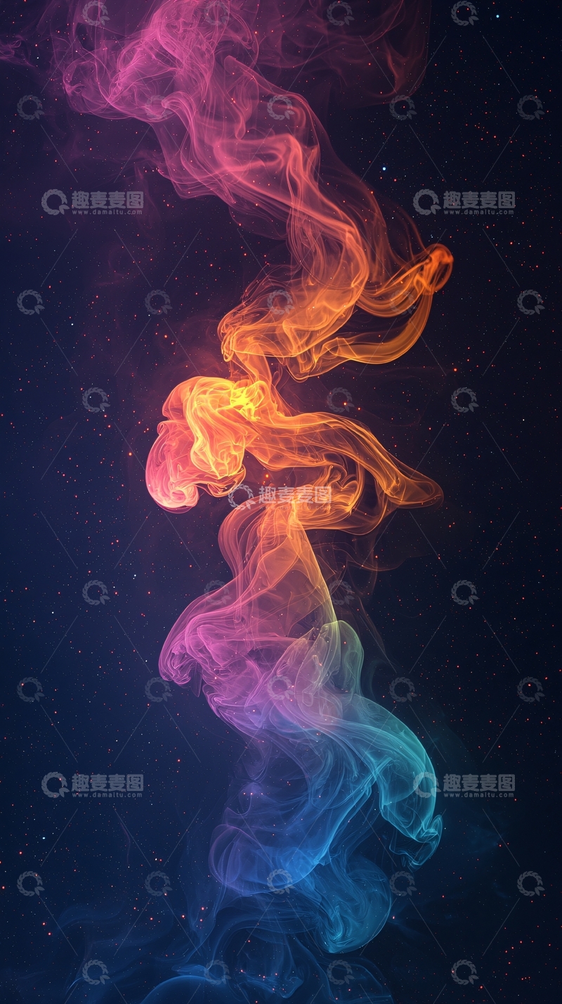 高清大图下载【趣麦麦图】彩色烟雾上升抽象背景