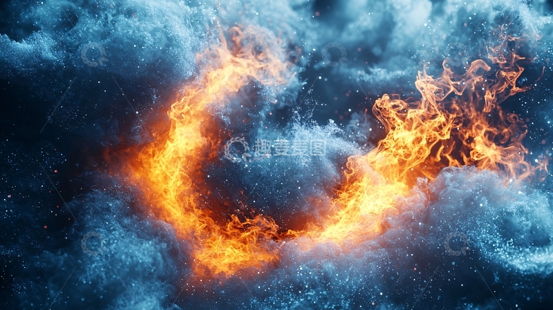 高清大图下载【趣麦麦图】火焰与冰雪交织的梦幻场景
