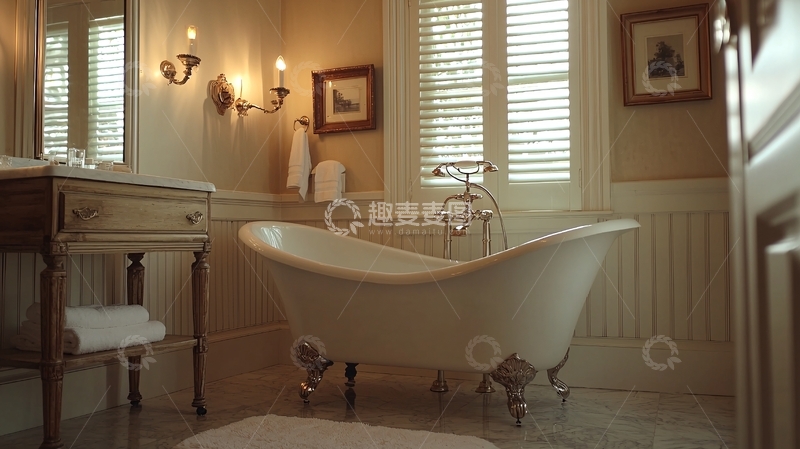 高清大图下载【趣麦麦图】复古独立式浴缸
