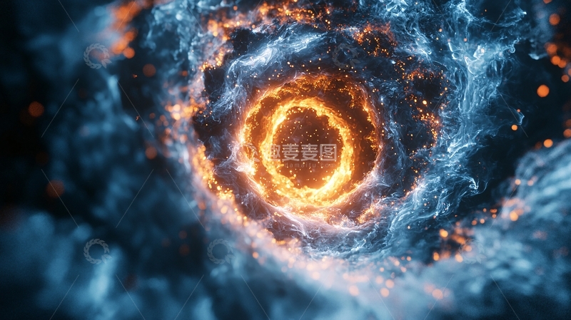 高清大图下载【趣麦麦图】蓝色火焰漩涡