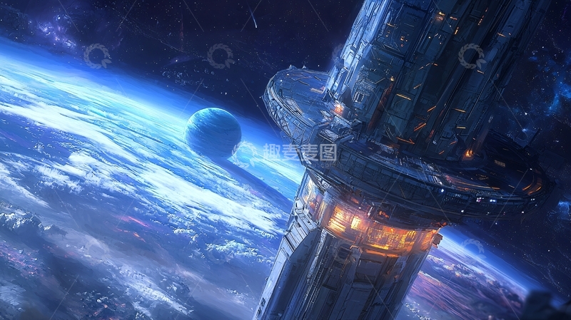 高清大图下载【趣麦麦图】太空电梯