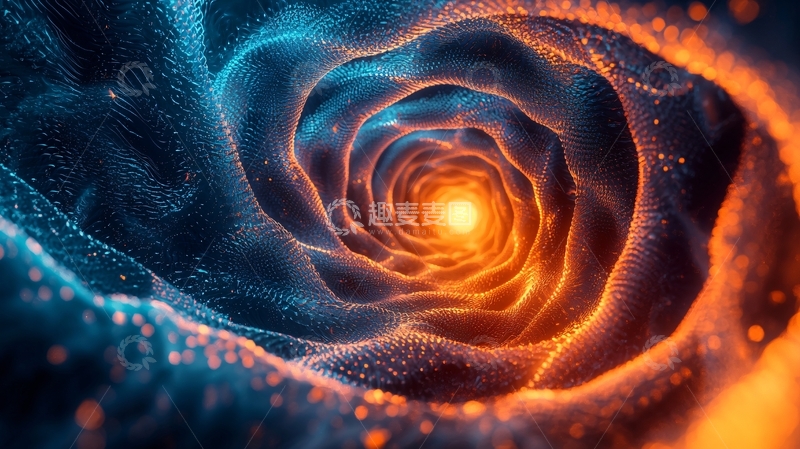 高清大图下载【趣麦麦图】蓝色和橙色的漩涡隧道