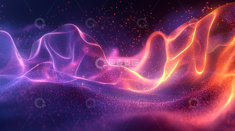 高清大图下载【趣麦麦图】抽象紫色橙色光线流