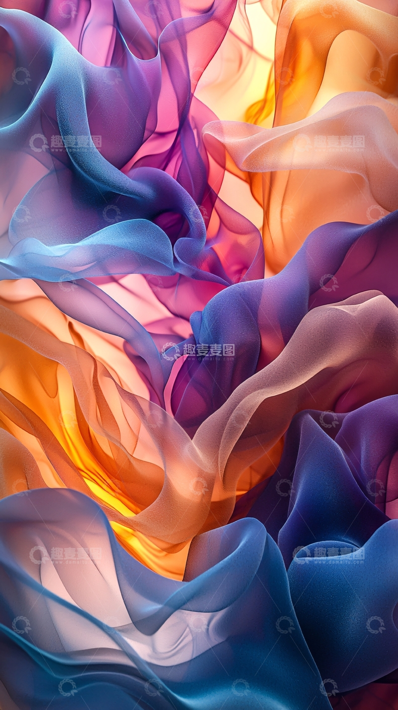 高清大图下载【趣麦麦图】抽象彩色丝绸背景