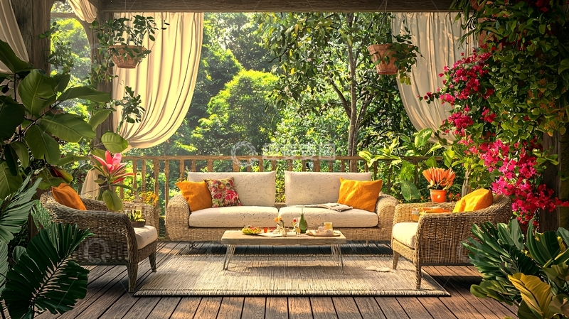 高清大图下载【趣麦麦图】户外阳台花园休闲区