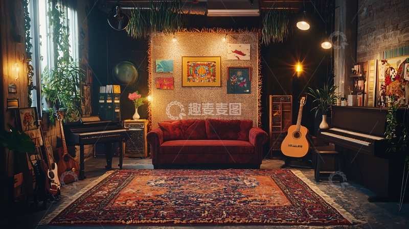 高清大图下载【趣麦麦图】复古文艺客厅