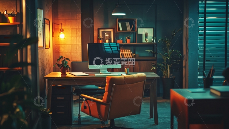 高清大图下载【趣麦麦图】暗色调复古书房