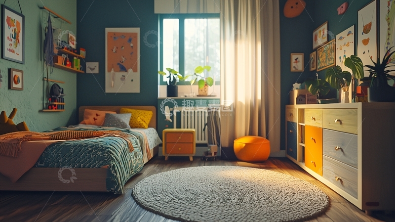 高清大图下载【趣麦麦图】阳光洒进儿童房