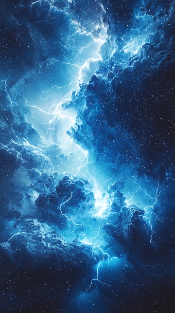 雷暴星云在深蓝宇宙中