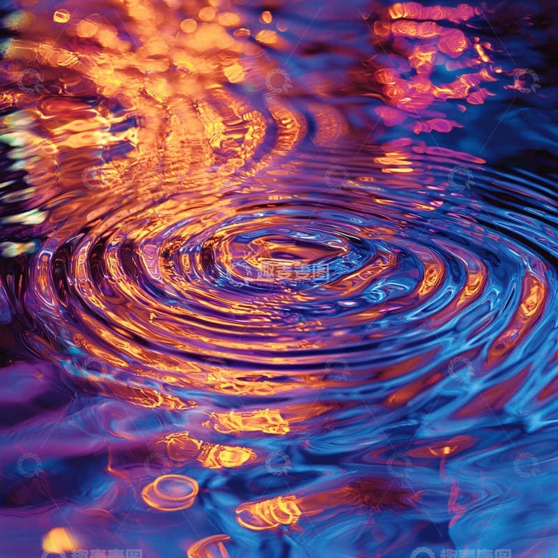 高清大图下载【趣麦麦图】水面波纹灯光倒影