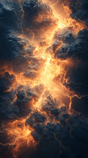 雷暴云中的闪电光芒