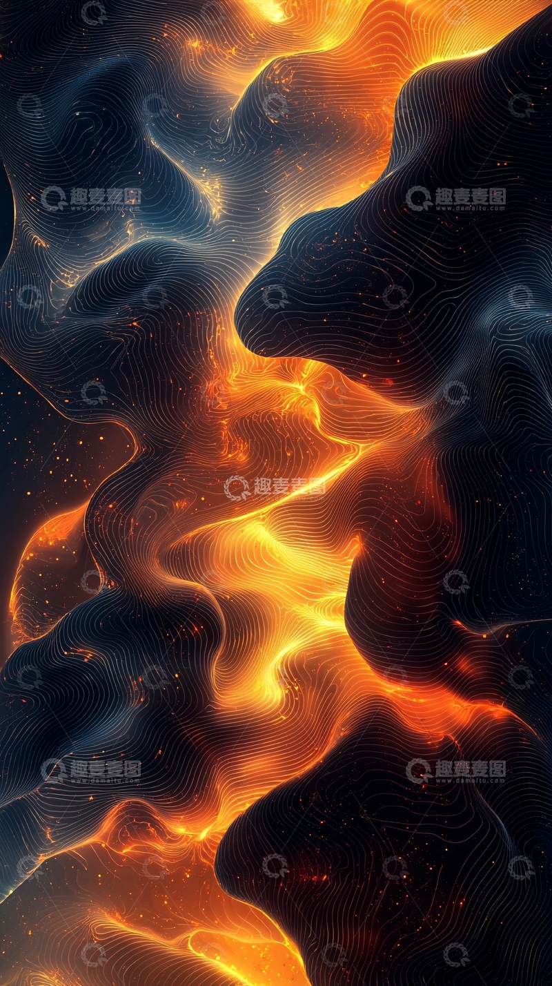 高清大图下载【趣麦麦图】火焰与暗影交织的抽象图案
