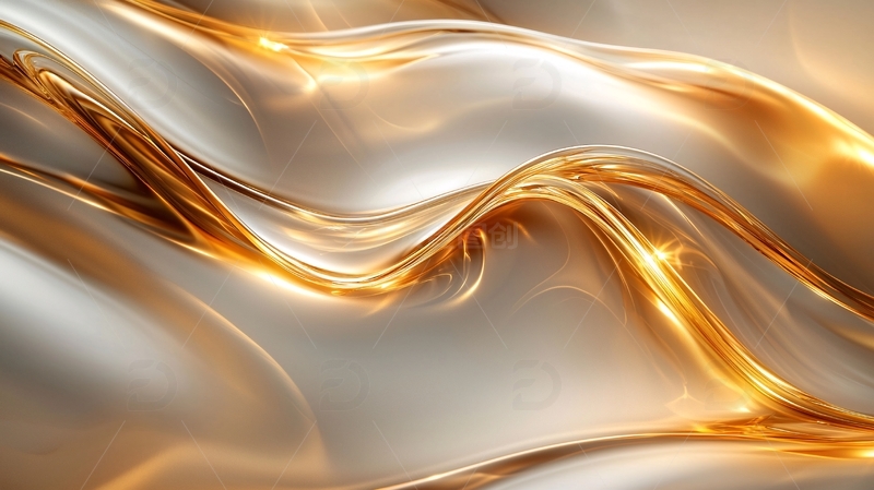 金色光泽的流体金属抽象