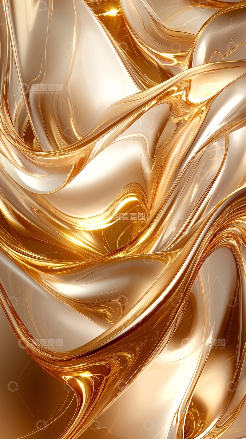 高清大图下载【趣麦麦图】金色流动的丝绸质感