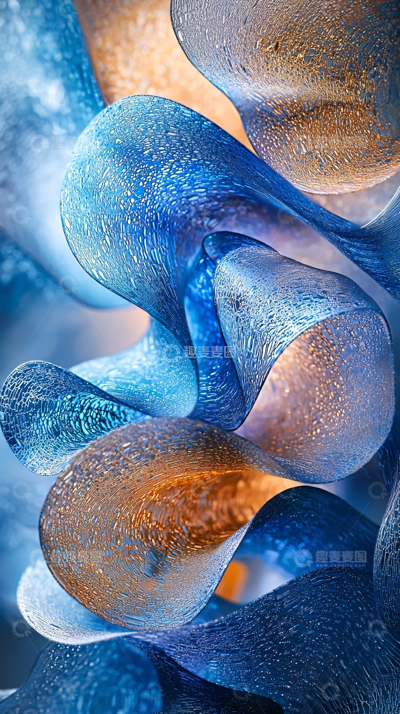 高清大图下载【趣麦麦图】蓝色与橙色交织的抽象图案