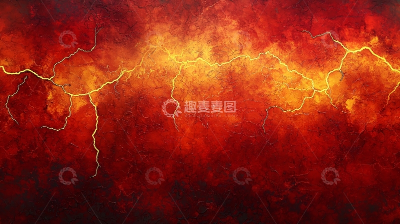 高清大图下载【趣麦麦图】红色背景下的金色闪电