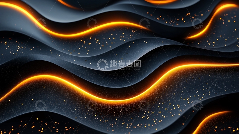 高清大图下载【趣麦麦图】黑色背景金色曲线