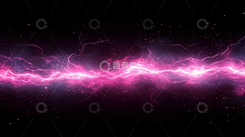 高清大图下载【趣麦麦图】紫色闪电能量在黑色背景