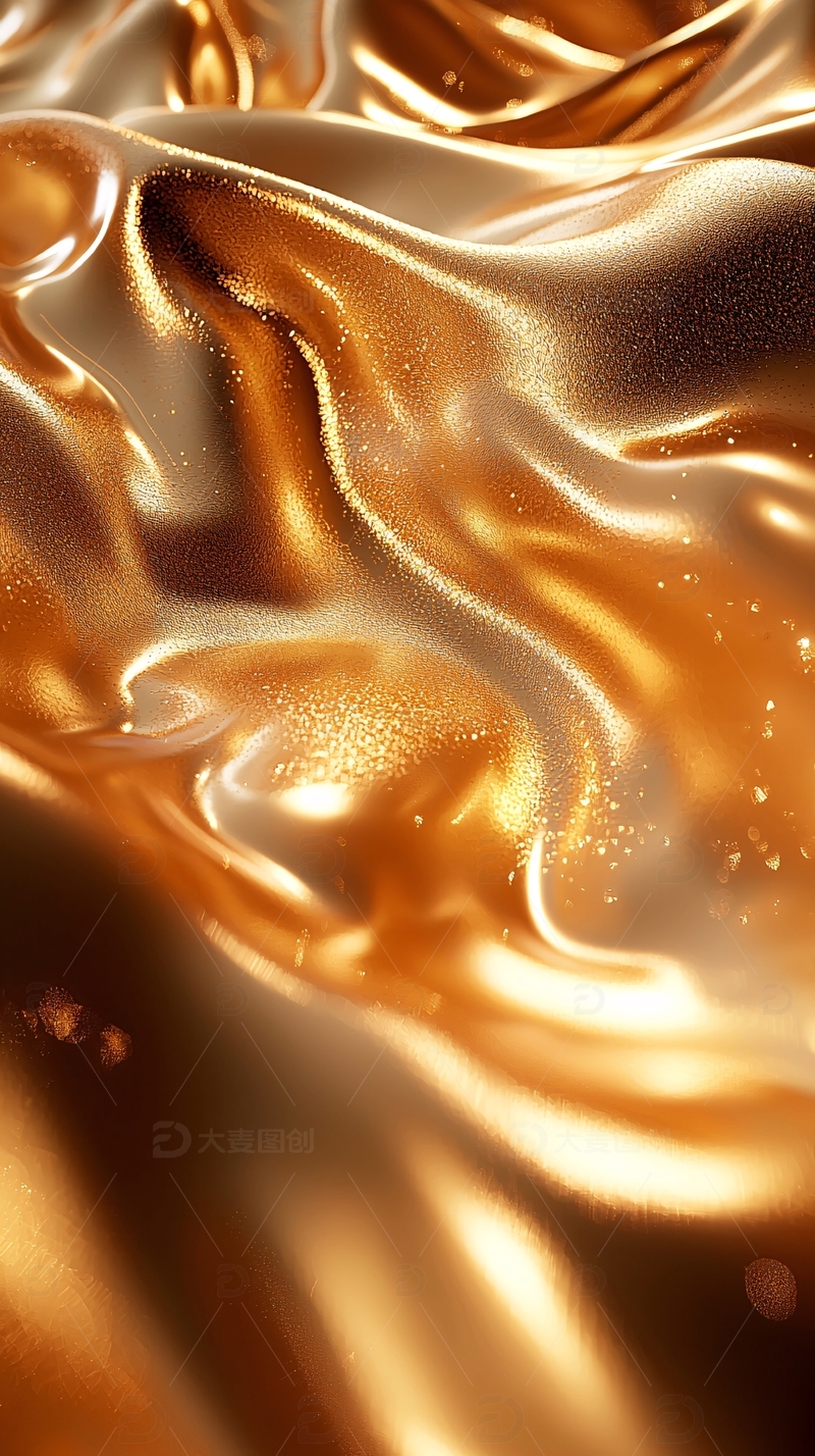 金色丝绸褶皱闪耀光泽