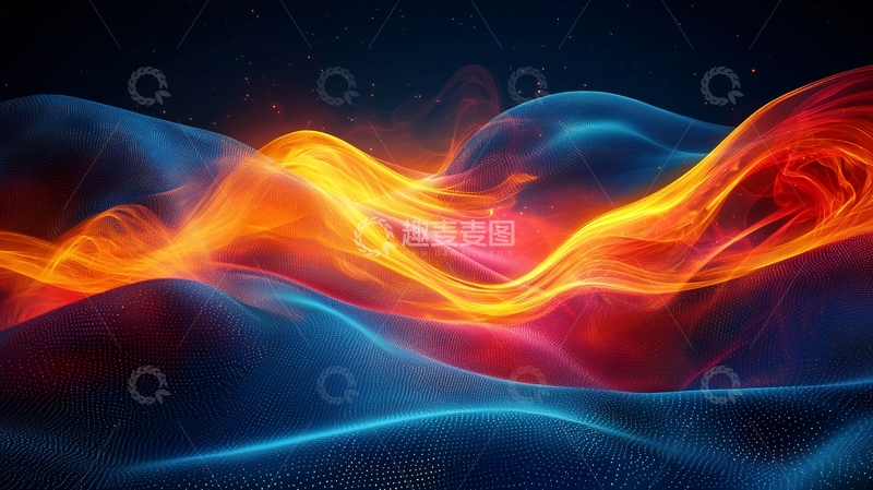 高清大图下载【趣麦麦图】蓝色火焰渐变抽象波浪