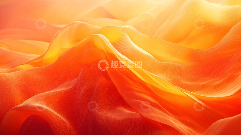 高清大图下载【趣麦麦图】抽象橙色流动丝绸质感