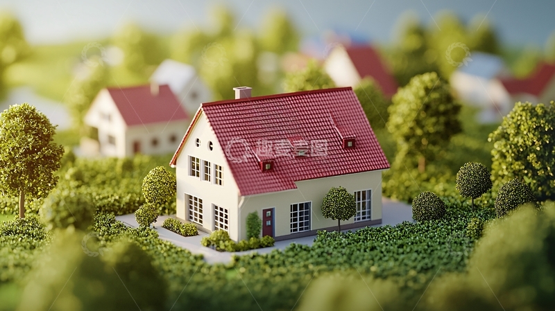 高清大图下载【趣麦麦图】红屋顶别墅模型