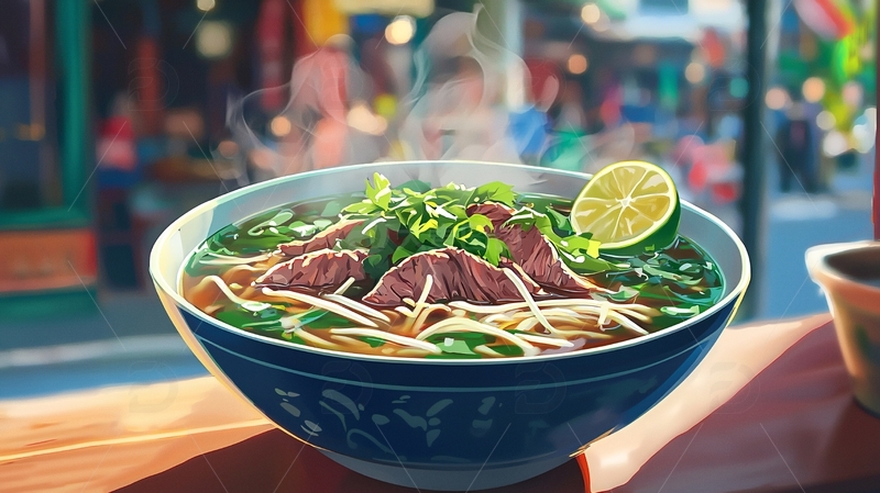 热气腾腾的牛肉粉