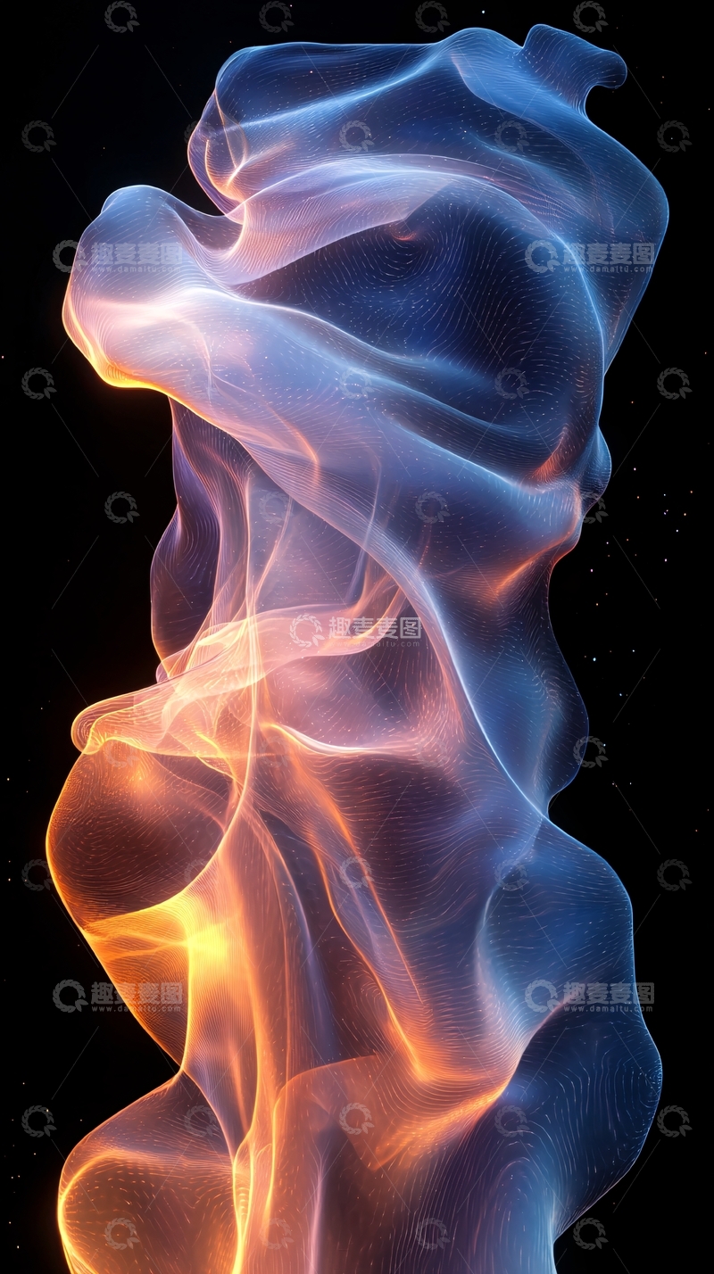 高清大图下载【趣麦麦图】蓝色火焰交织流动