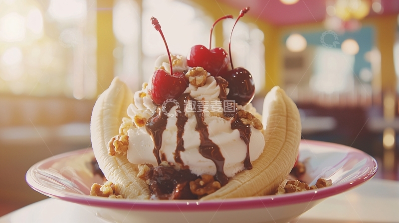 高清大图下载【趣麦麦图】香蕉船圣代