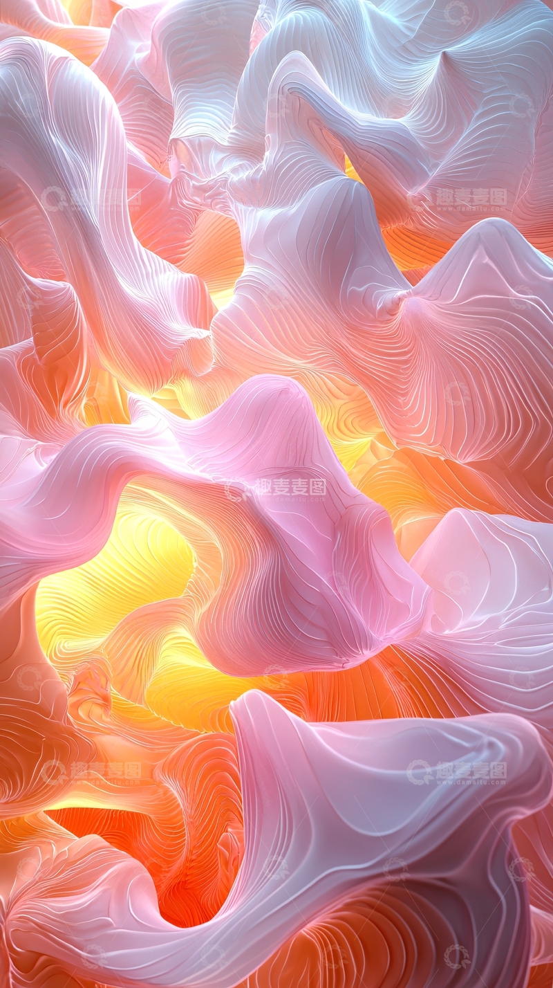 高清大图下载【趣麦麦图】抽象粉色光线缠绕