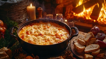 篝火旁的奶酪火锅
