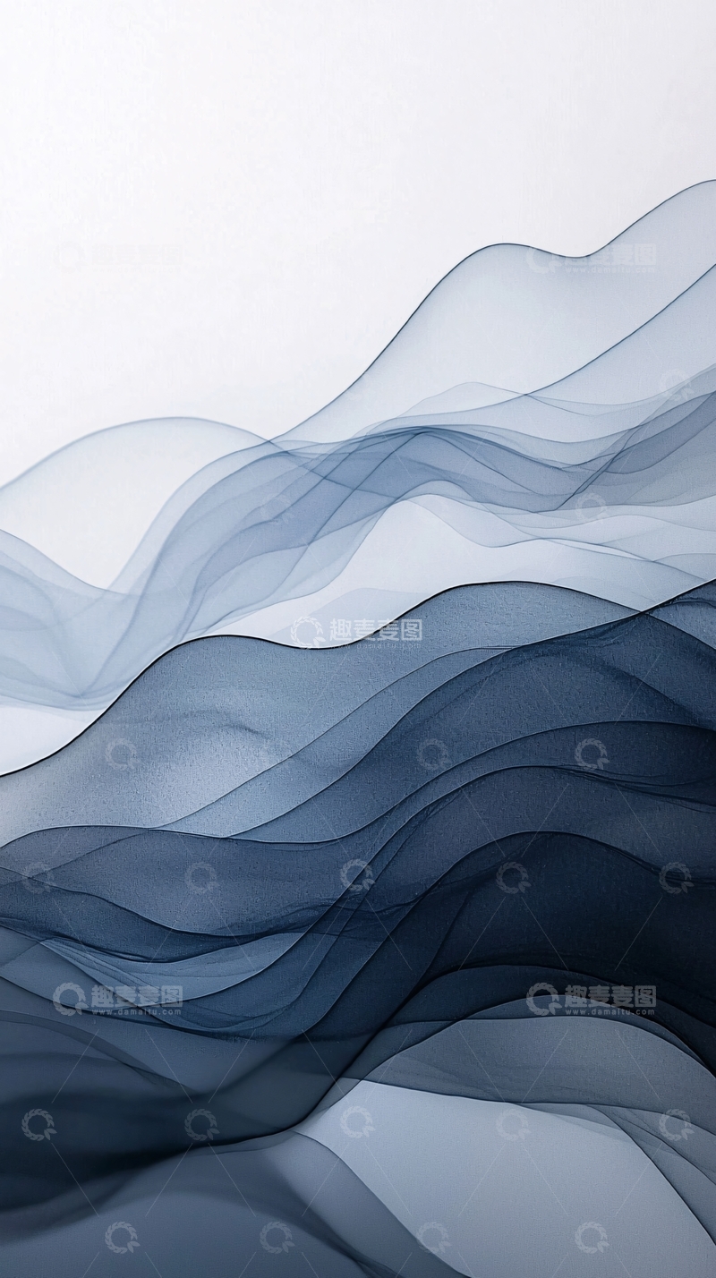高清大图下载【趣麦麦图】蓝色渐变丝绸波浪背景