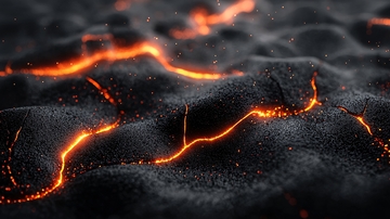 熔岩流过黑色土地