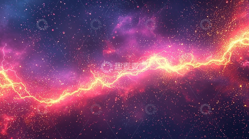 高清大图下载【趣麦麦图】闪电穿梭星云背景