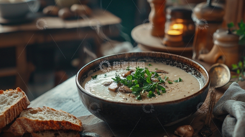 高清大图下载【趣麦麦图】热气腾腾的蘑菇浓汤