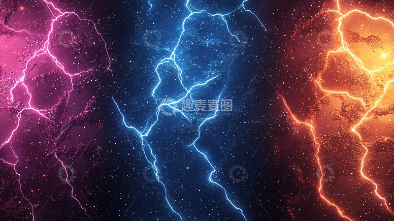 高清大图下载【趣麦麦图】梦幻般的彩色闪电背景