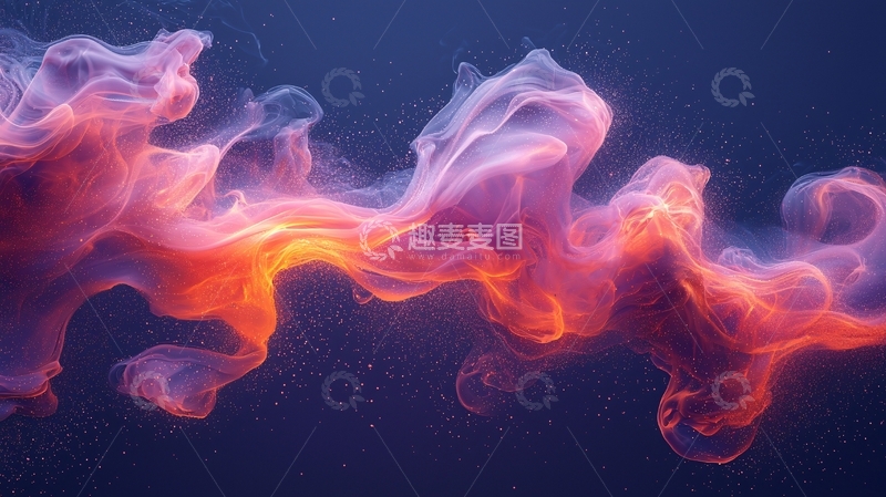 高清大图下载【趣麦麦图】粉色橙色烟雾在深色背景中